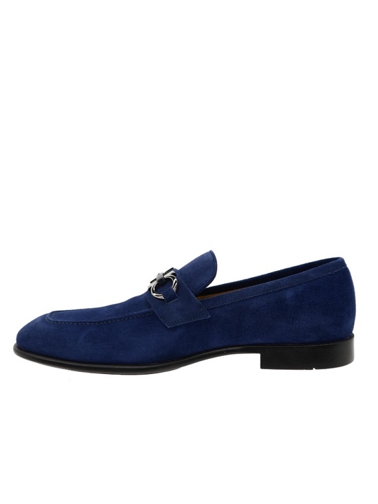Salvatore Ferragamo Foster Gancini Loafers Indigo Suede Leather Size 12 New
